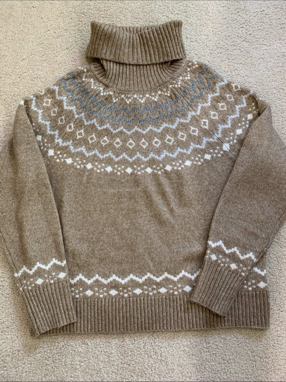 Cynthia Rowley Taupe Fair Isle Turtleneck Sweater NWOT